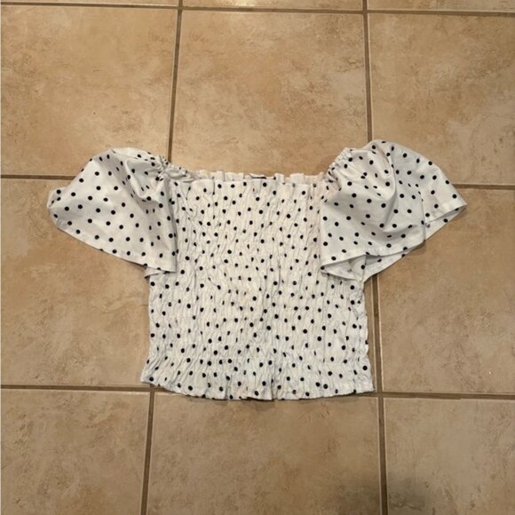 Elegant Off-Shoulder Polka Dot Blouse - Picture 1 of 3